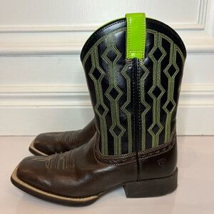 Ariat Size 4.5 Youth Cowboy Western Boots Boys Kids 4 1/2 Brown Black Neon Green